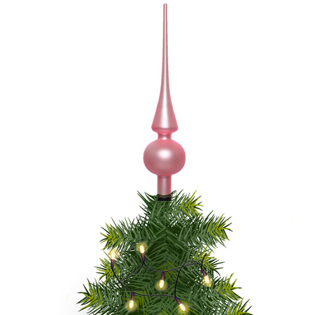 Kerstboom glazen piek bubblegum roze mat 26 cm
