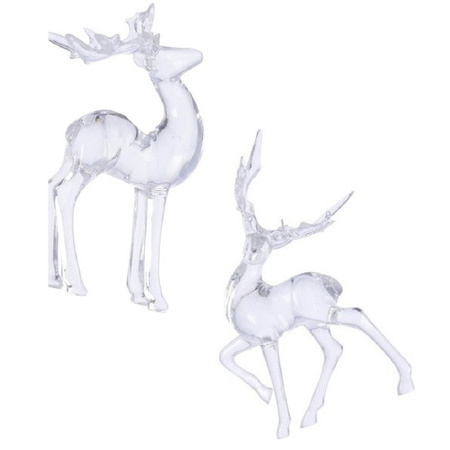 Christmas tree hangers set of 6x transparant deers 9.5 x 14 cm