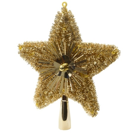 Kerstboom piek/topper ster glitters goud 23 cm