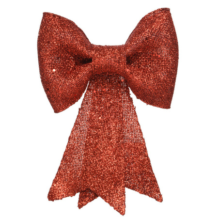 Decoris Kersthanger strik - rood - glitters - pailletten - 14 cm