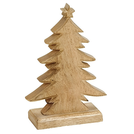 Wooden christmas tree statues 20 cm