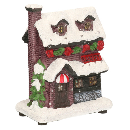 Christmas village set of 4x houses with Led lights 12 cm