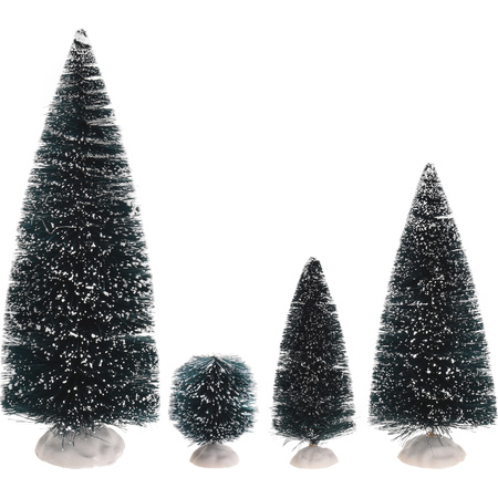 18x Christmas snowy decoration pine trees