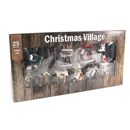 Christmas village 25-pcs winter landscape LED on batteries