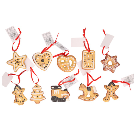 Kersthangers set van 20x gingerbread / kerstkoekjes ornamenten 5 cm