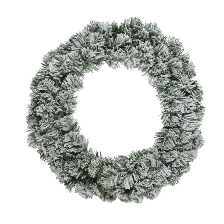 Kerstkrans/dennenkrans groen met sneeuw 35 cm