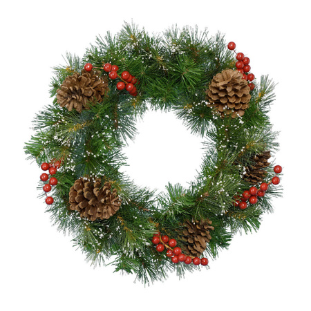 Christmas wreath green with snow and decoration 50 cm 