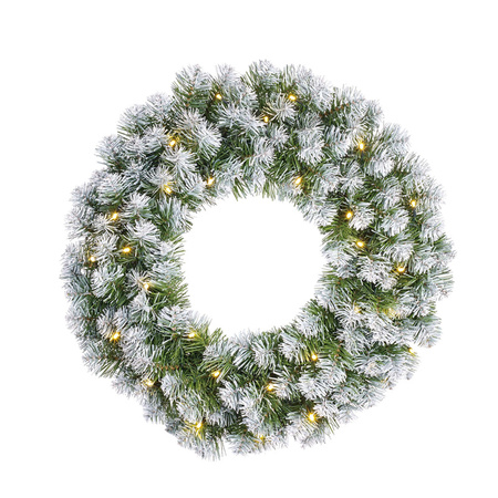 Norton wreath green with 30 LED lights and snow 60 cm