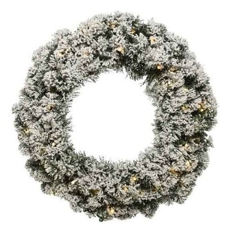 Green/white Christmas led wreath 50 cm Imperial with snow