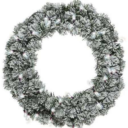 Christmas wreath green with snow 40 cm incl. lights bright white 4m