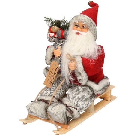 Santa on sleigh decoration doll 30 cm