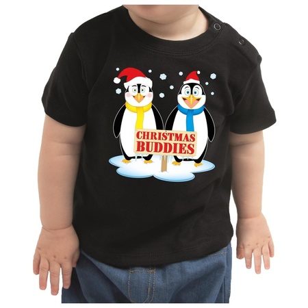 Zwart kerst shirt  / kleding Christmas buddies voor baby / kinderen
