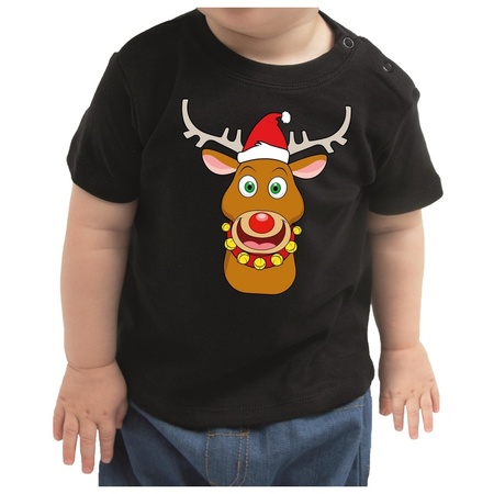 Zwart kerst shirt  / kleding Rudolf het rendier voor peuters / kinderen