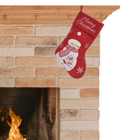 Red christmas stocking with snowman 40 cm