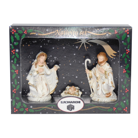 3 Stuks luxe kerststallen beelden/kerstbeelden in doos van 21 cm