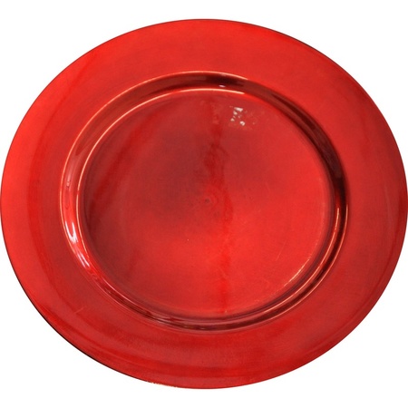 Hobby ronde rode glimmende borden 33 cm rond voor kerststukjes maken