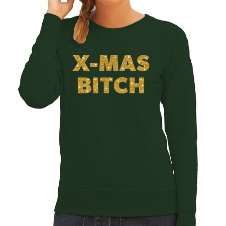 Green Christmas sweater Christmas Bitch gold for women