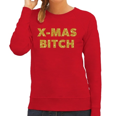 Red Christmas sweater Christmas Bitch gold for women