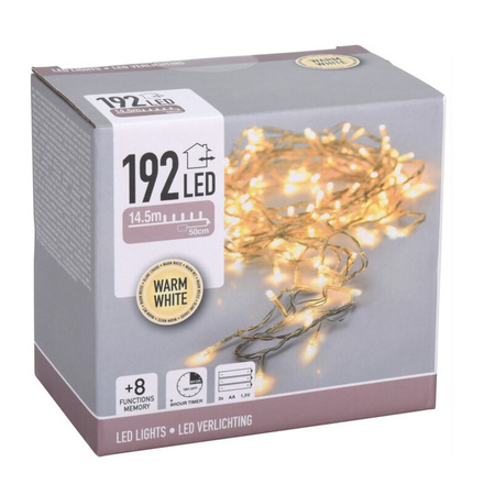 Christmas lights on batteries warm white 192 LED - 1450 cm