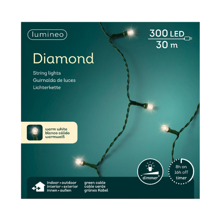 Lumineo Kerstverlichting kerstboom - diamant warm wit buiten 300 lampjes - boomverlichting