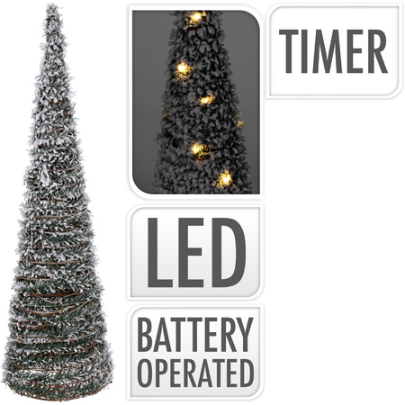 Kerstverlichting figuren Led kegel kerstboom lamp 60 cm groen op batterijen met timer