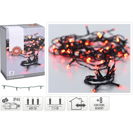 Christmas/party lights with 80 red led lights 600 cm outdoor and indoor use