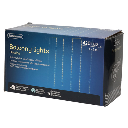 LED gordijnverlichting balkon koel wit 420 lampjes