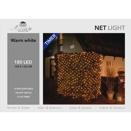 Christmas net lights with timer warm white LED 150 x 130 cm