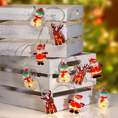Kerst thema lichtsnoeren met 10 kerstfiguren LED verlichting