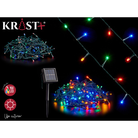 Krist+ Lichtsnoer - solar - 150 gekleurde LEDs - 750 cm