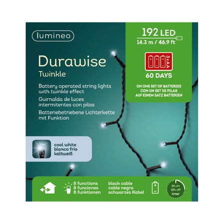 Christmas lights Twinkle Durawise clear white 192 lights