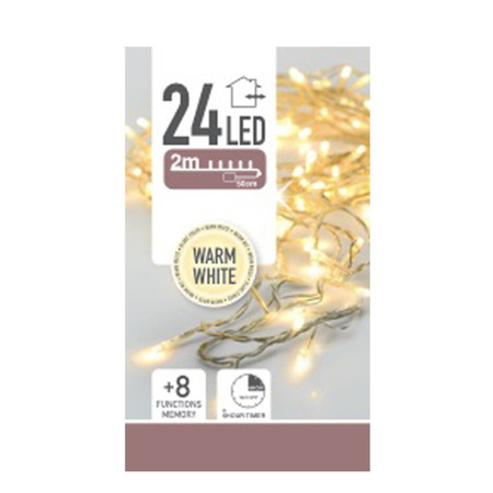 Christmas lights 24 warm white lights 200 cm - battery operated