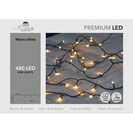 Christmas lights warm white 480 leds with timer and dimmer