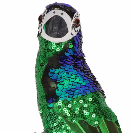 Christmas decoration animal statue green parrot bird 30 cm 