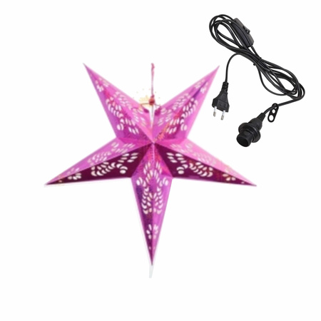 Christmas decoration pink paper star 60 cm with lighting cable