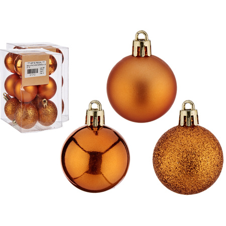 Krist+ kerstballen - 12x stuks - oranje - kunststof?  -4 cm