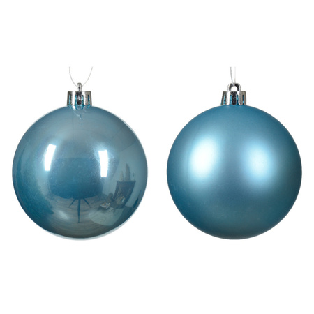 Christmas baubles - 28x pcs 4 and 6 cm - ice blue - plastic