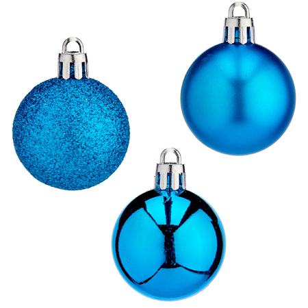 Krist+ kerstballen - 20x stuks - helder blauw - kunststof  -4 cm 