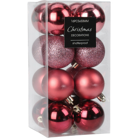 Christmas Decoration kleine kerstballen 24x -roze -3 cm -kunststof 