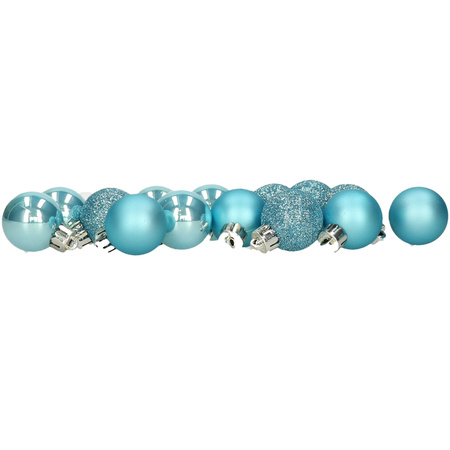 Decoris kleine kerstballen - 28x - ijs blauw - 3 cm -kunststof