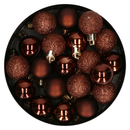 Cosy at Home kleine kerstballen - 20x st - 3 cm -kunststof -donkerbruin