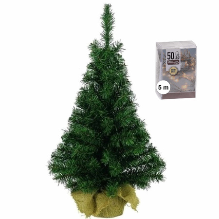 Kunst kerstboompje 45 cm met verlichting warm wit