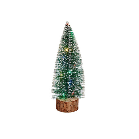 Krist+ Mini decoratie kerstboompje - met licht - H25 cm - groen - kunststof