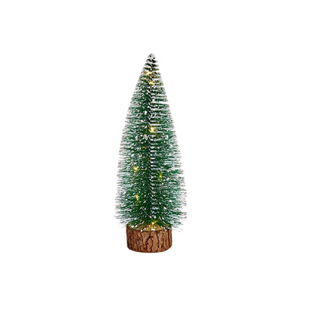 Krist+ Mini decoratie kerstboompje - met licht - H25 cm - groen - kunststof