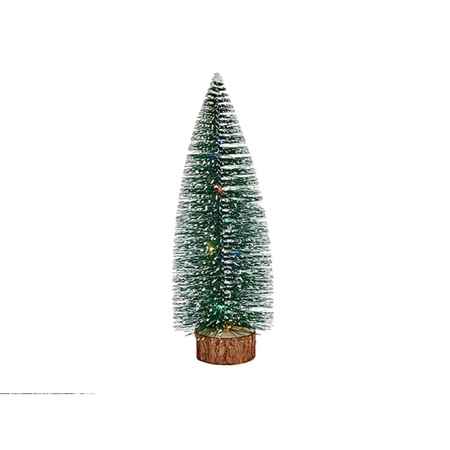 Kleine/mini decoratie kerstboompjes set van 2x st met gekleurd licht 30-35 cm