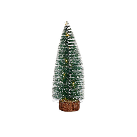 Kleine/mini decoratie kerstboompjes set van 3x st met licht 25-35 cm