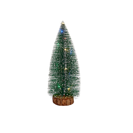 Mini deco christmas trees set of 2x pcs 30 and 35 cm with colored lights