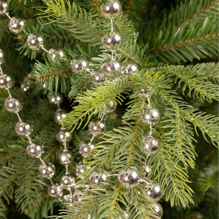 Kerst XXL kralen guirlandes zilver 270 cm kerstboom versiering/decoratie