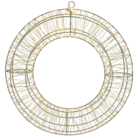 Metal luminous christmas ring with warm white light 38 cm
