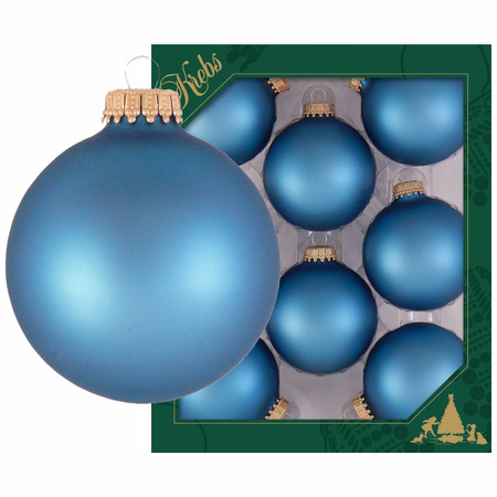 Krebs 16x Oceaan blauwe matte kerstballen van glas 7 cm